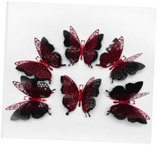 Christmas 3D Butterfly Wall Decor Winter Party Rose Butterfly Sticker Red Rose