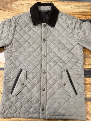 Raro cappotto trapuntato vintage Coach bordo pelle giacca fienile