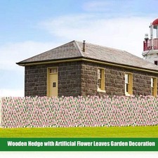 Wooden Retractable Fence Expanding Fence Hedge With Artificial Flower Leaves