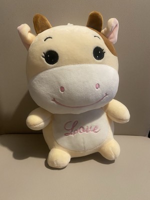 Weicher Kuschelkuh Plüsch Teddy mit Liebe Stickerei 