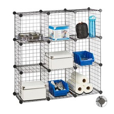 Modular wire grid shelf DIY Storage Rack Freestanding Organiser 9 Compartments