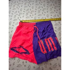 Vintage Umbro Shorts Mens Small Pink Purple Split Graphic 90s Nylon Made in USA