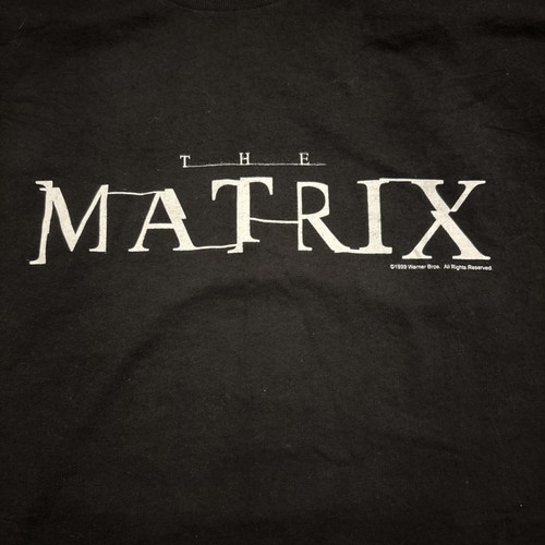Vintage The Matrix Movie Promo Logo T-Shirt 1999 Size XL Black Hanes Comfort - Picture 2 of 5