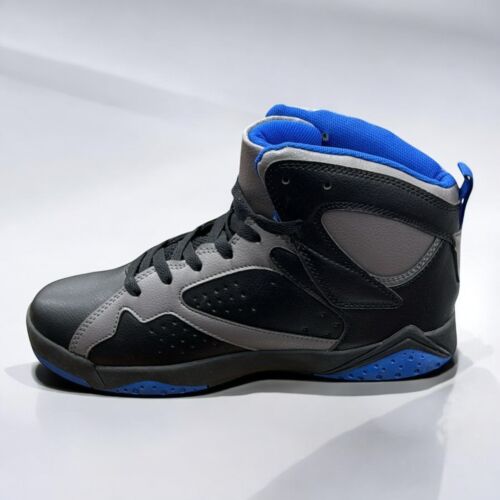 Men's Black and Grey High-Top Sneakers with Blue Accents – Athletic Design