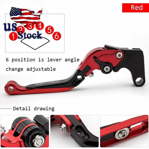 For Yamaha YZF R6 1999-2003 2004 CNC Folding Extending Brake Clutch Levers Red - Picture 5 of 9