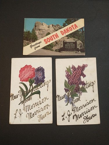 Postcards 3 Card Lot Vintage Colored Divided Antique
