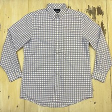 STAFFORD - Coolmax Blue White Gingham Plaid Button-up Shirt, Mens MEDIUM