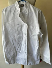 New Dickies Cloth Covered Button Chef Coat White DC44