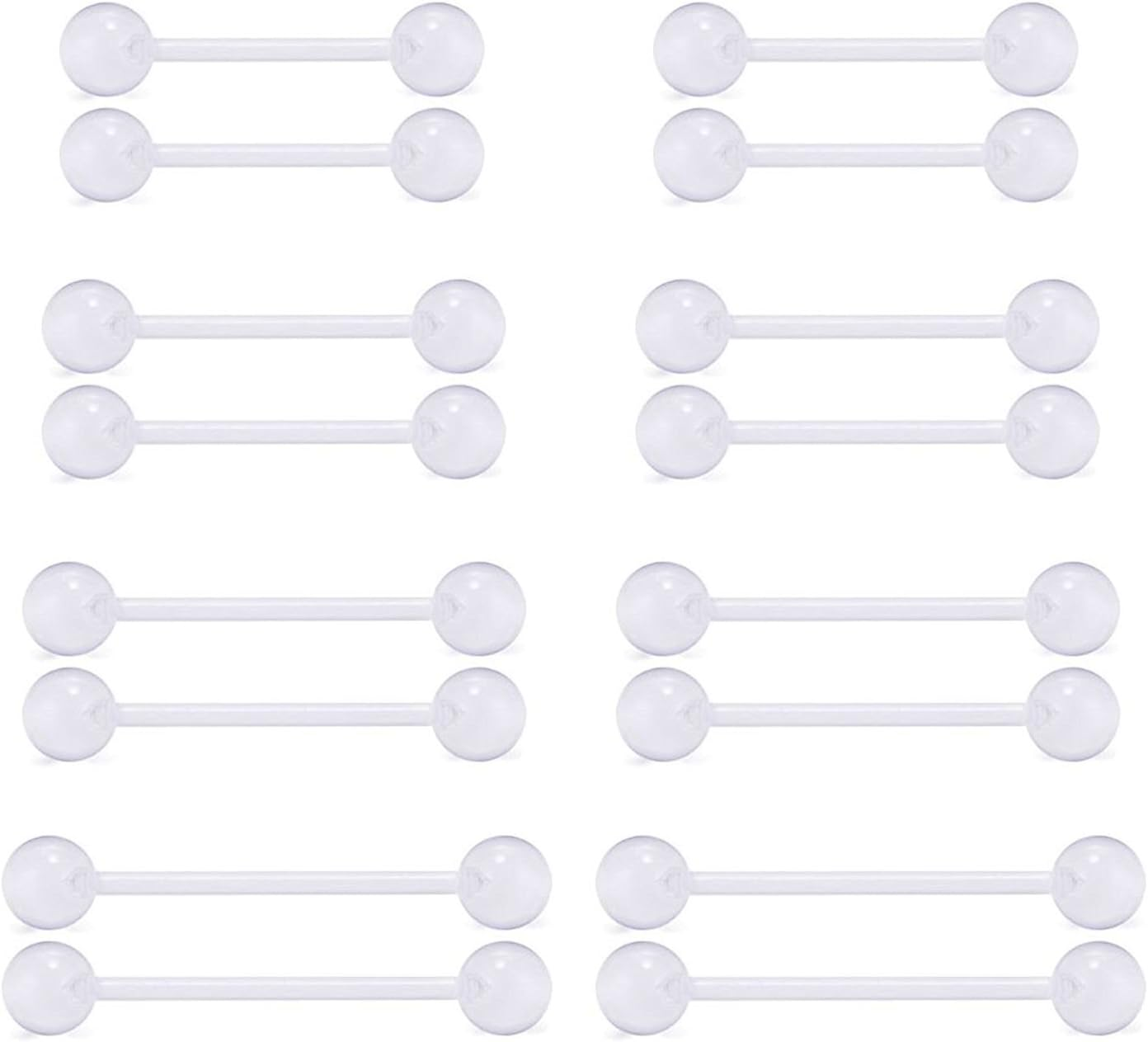 Clear Nipple Tongue Rings Retainer Bar Barbell 14G Acrylic Bioflex