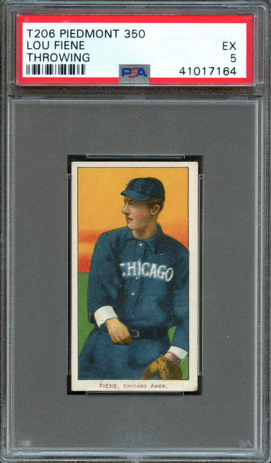 BB - 1909 T206 - Piedmont 350 - Lou Fiene - Throwing - PSA 5 - EX