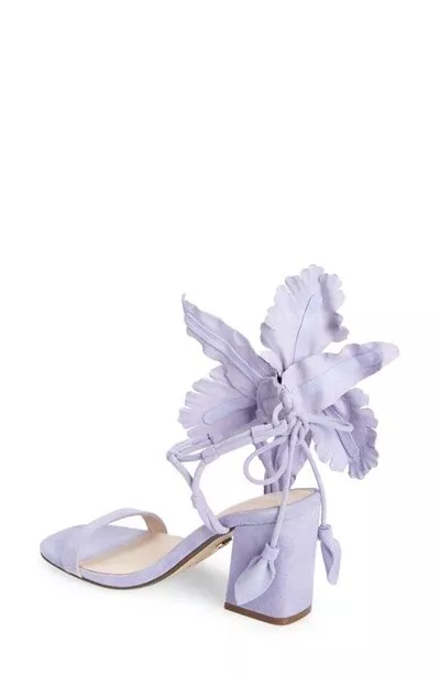 Cecelia New York Hibiscus Cielo Flower Ankle Tie Open Toe Block