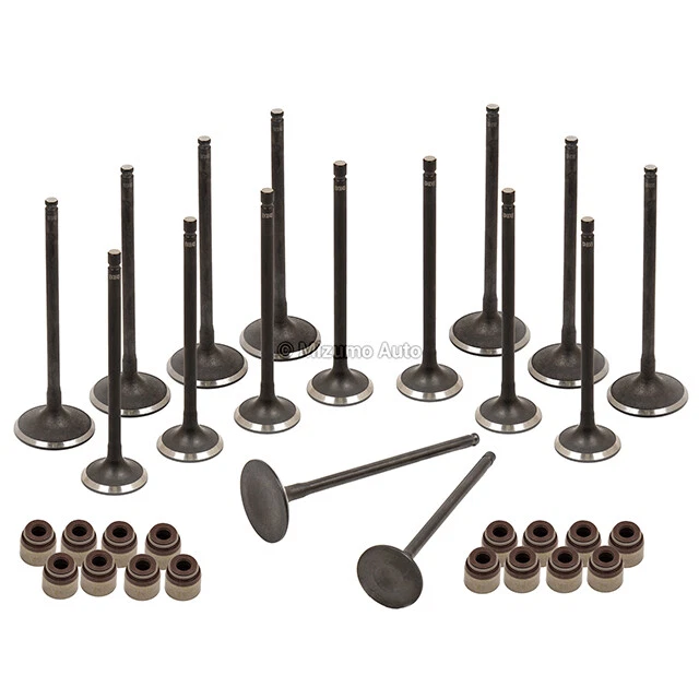 Válvulas de escape de admisión con sellos aptos 07-12 Nissan Sentra Versa Cube MR18DE MR20DE Foto 2 de 4