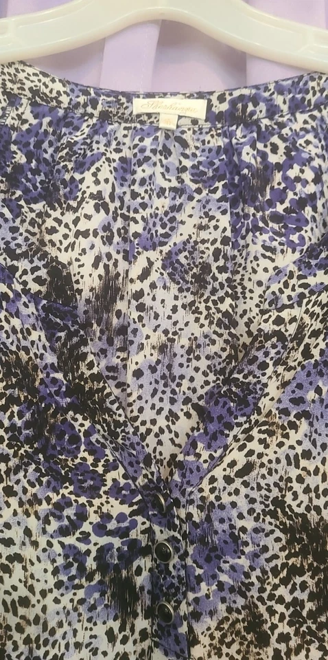 Shoshanna Womens Silk 3/4 Sleeve Printed Blue/Black Size 10 - Image 3 of 4