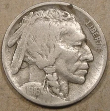1916-D Buffalo Nickel 5c as Pictured Bk