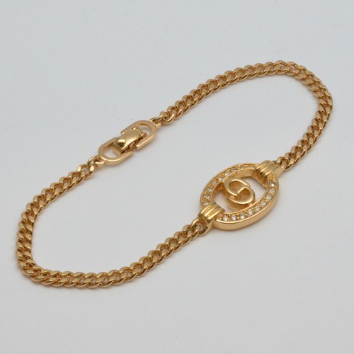 Christian Dior Logo Bracelet Gold 18cm 7.49g CD Chain Jewelry Accessories Ladies