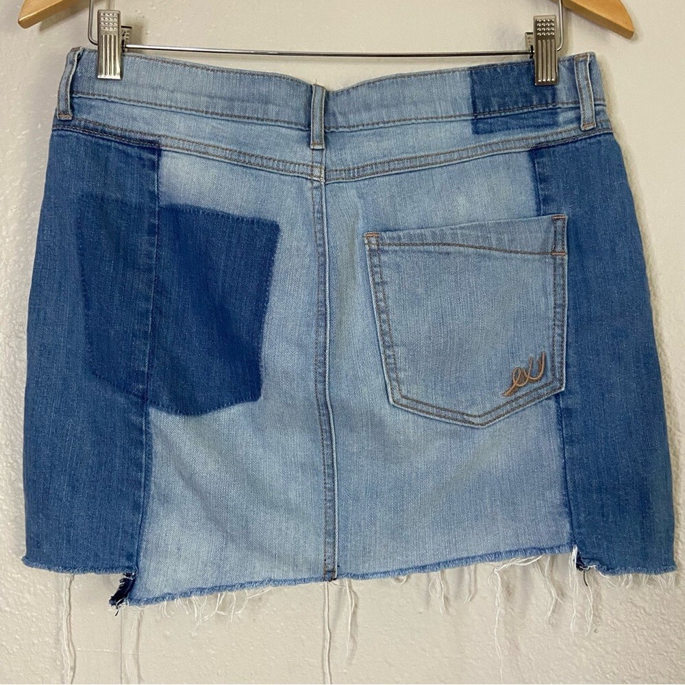 Express Patchwork Colorblock Denim Jean Mini Skir… - image 2
