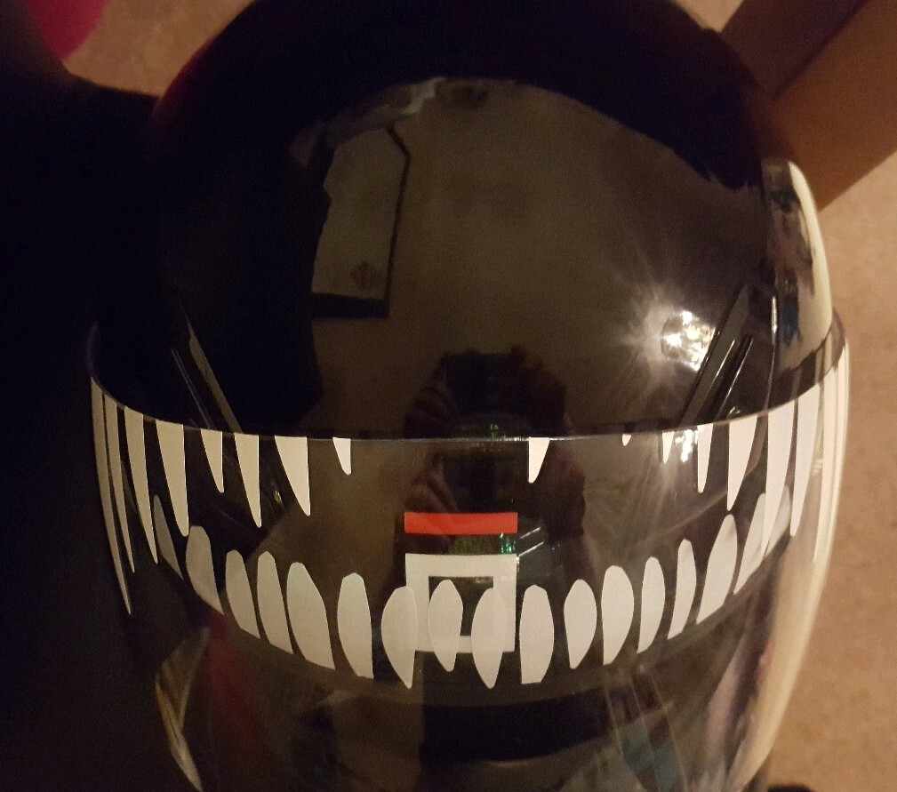 HELMET TEETH STICKERS DECALS MOTORCYCLE RACING WHITE OR COLOURS BEST