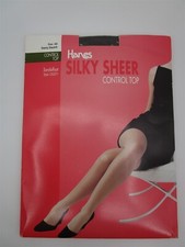Hanes Non Control Top Silky Sheer OG071 Barely Black AB Pantyhose Sandalfoot
