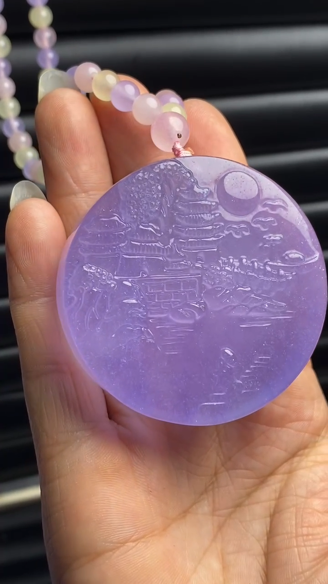 Woman Natural AAA Perfect Ice Lavender Violet Jade Jadeite