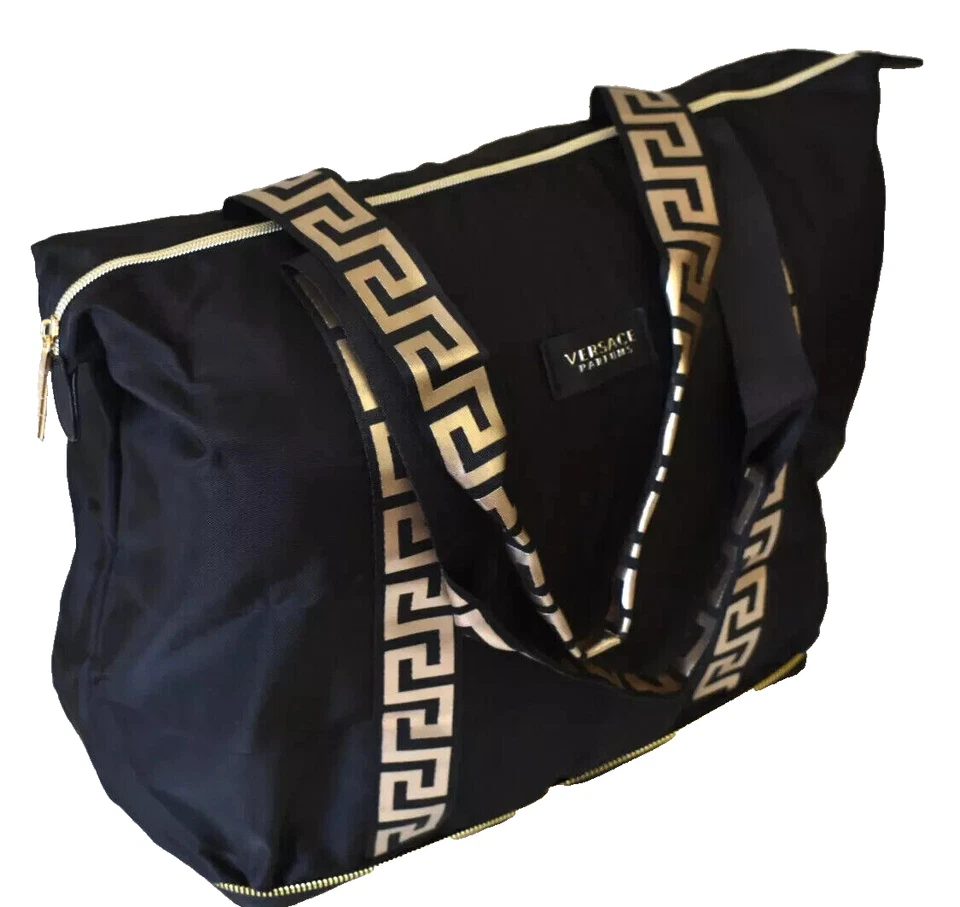 Versace Parfums Black and Gold Folding Tote Bag / Shopper / Beach - Image 2 of 4
