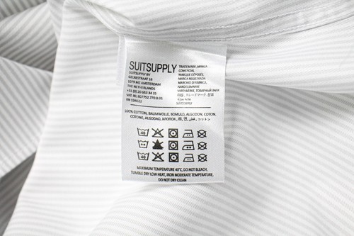 SUITSUPPLY Traveller Slim Fit Formal Shirt Men's 44L / 17 1/2L Pinstriped Grey - Picture 8 of 9