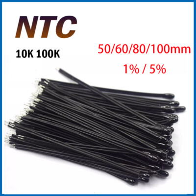 NTC Thermistor Temperature Sensor MF52D-10K 100K ohm 3950 1%/5% 50/60/80/100mm