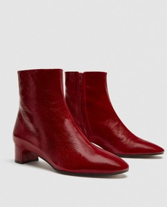 zara red leather boots