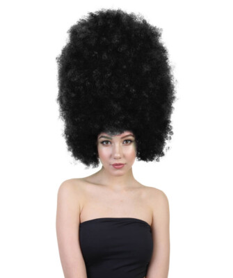 HPO Erwachsene Unisex übergroße lange lockige Jumbo Afro Perücke Kollektion (schwarz)