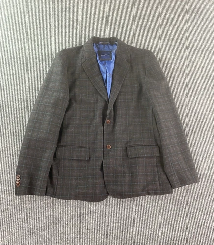 Tommy Bahama Sport Coat Large Taupe Polyester Wool Windowpane Luxury Designer - Picture 1 of 15