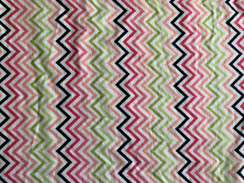 Flannel Girls Chevron Coral Pink Green 40" X 40" Joann Craft Material Fabric - Image 2 of 2