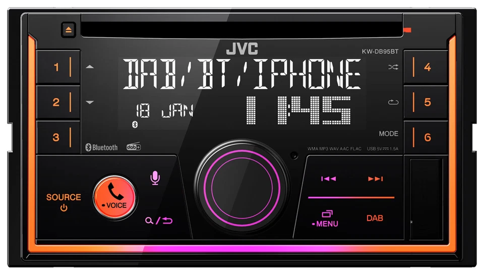 JVC KW-DB95BT Doppel-DIN CD/MP3-Autoradio DAB Bluetooth USB iPod - Bild 3 von 4