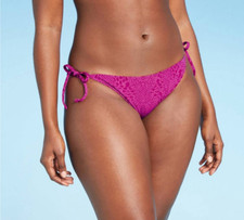 Women's Textured String Bikini Bottom - Xhilaration - Fuchsia - M - S238