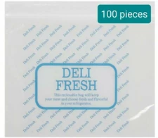 100 DELI ZIP PLASTIC BAG 10" x 8" Reclosable Meat Cheese HDPE  