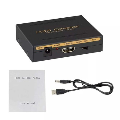 4K 60Hz HDMI to HDMI Optical SPDIF+RCA L/R Audio Splitter Extractor Converter