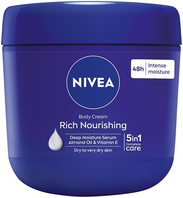 2 PK-NIVEA RICH NOURISHING BODY CREAM DRY SKIN ALMOND OIL-5IN1- 13.5 OZ