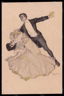 Artist Signed Reznicek Lady Dance Art Nouveau Simplicissimus V-2 pc VK7616