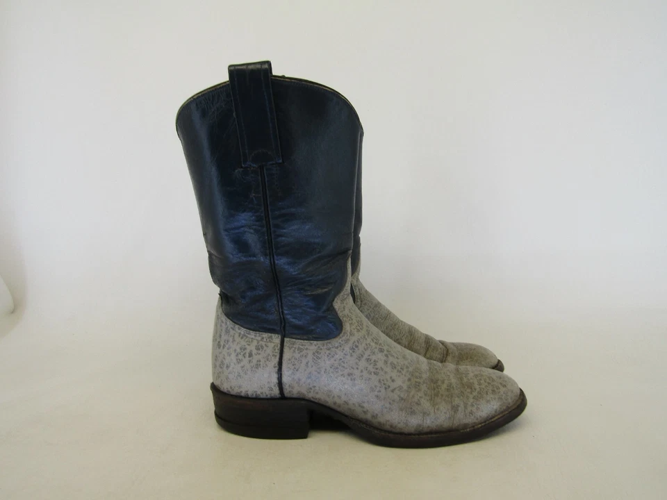 Botas femininas Adams tamanho 6 B couro azul cinza roper cowboy faroeste - Imagem 3 de 4