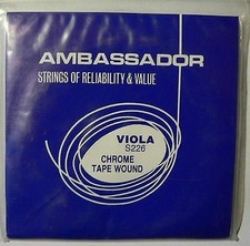 AMBASSADOR VIOLA STRINGS, SET S226, CHROME TAPE WOUND