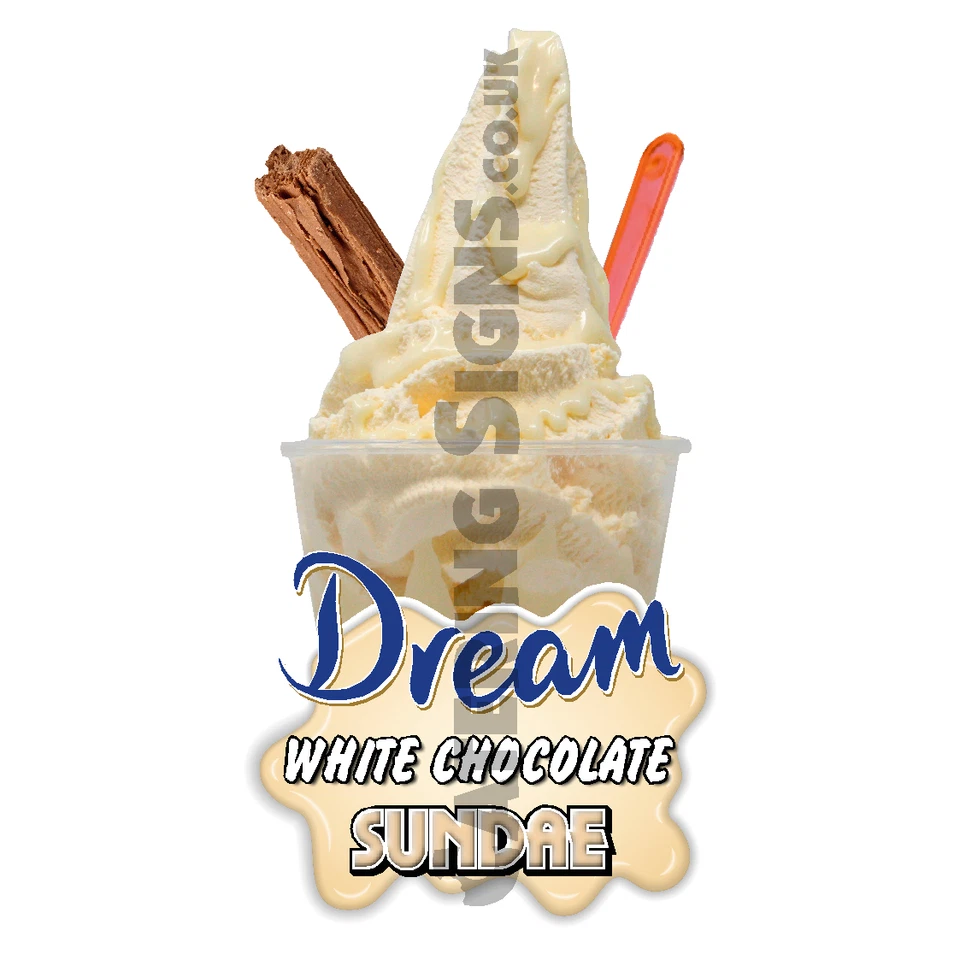 Dream White Chocolate Sundae Whippy Ice Cream Sticker - 18cm die cut vinyl decal