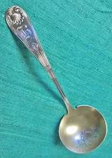 SHELL #2 Towle Ladle Gold Washed Hand Engraved Bowl Silverplate 1880s h Monogram