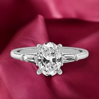 18 Karat WeißGold-Ring FüR Hochzeit Im Labor GezüChteter Ovaler 1,3 Karat Igi...