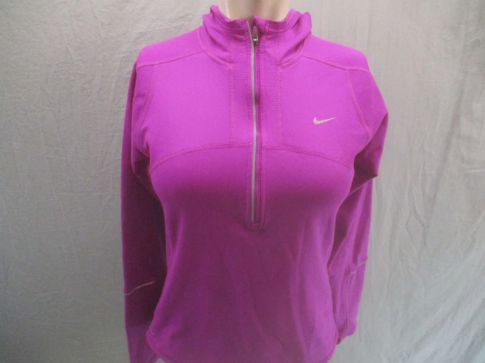 Nike Talla S Mujer Púrpura Cálido Vellón 1/2 Cremallera Capucha Ropa Activa Pull Over 358 Foto 2 de 4