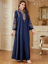 Islamic Abaya Women Muslim Embroidery Long Maxi Dress Kaftan Dubai Caftan Arab