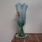 RARE Fenton Underwater Dream Hand Painted Seahorse Aquamarine Glass Vase