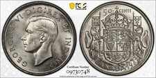 Canada, 1947 ML George VI Fifty Cents, 50 Cents. PCGS MS 63. 38,433 Mintage.