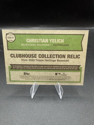 2025 Topps Heritage Clubhouse Collection Relic Gold /99 Christian Yelich #CCR-CY - Picture 2 of 3