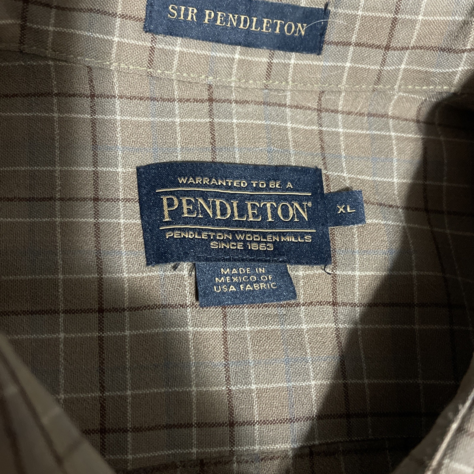 Pendleton Sir Pendleton Wool Shirt Brown Plaid Lo… - image 7
