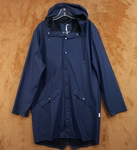 RAINS Jacket Small Medium Blue Hooded Raincoat Essential Rain Coat Unisex - product listing photo