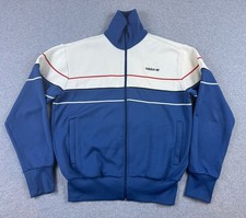 Adidas Men's Track Jacket Size M Blue White Retro Vintage Sweatshirt Full Zip