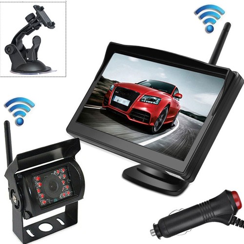 Wireless Reverse Camera 5" Rear View Monitor Kit for 12-24V Truck Caravan RVs